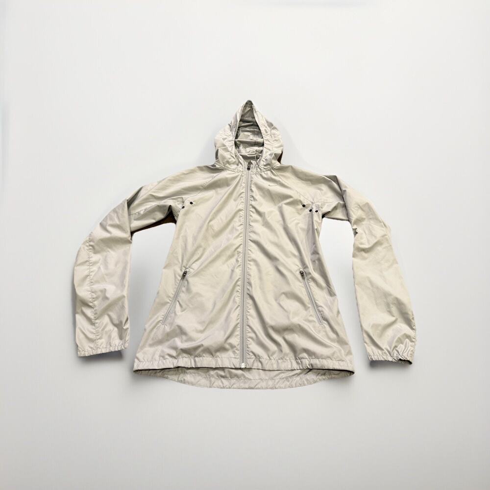 Nike Womens Silver Vapor Running Lightweight Full Zip Hooded Jacket Size S